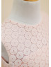 Blush Pink Lace Knee Length Flower Girl Dress